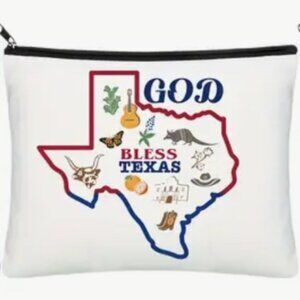 GOD BLESS AMERICA THEMED COSMETIC ZIPPER POUCH BAG